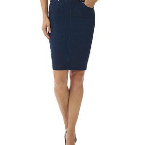 Rekucci Women's Jean-ius fit Unbelievable Pull-On Denim Skirt (Midnight Rinse)